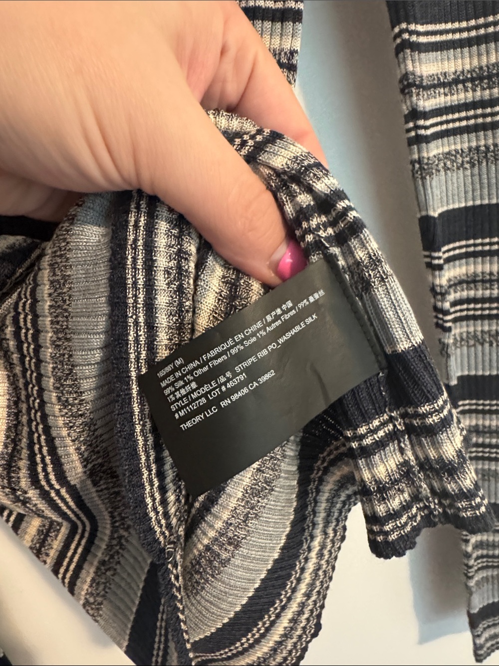 Theory Striped Rib-Knit Long-Sleeve Top - Picture 5 of 6